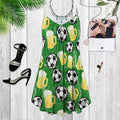 Beer Football And Beer Spaghetti Strap Summer Dress | Sleeveless V Neck Mini Dress | Sundress