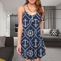 Anchor Spaghetti Strap Summer Dress | Sleeveless V Neck Mini Dress | Sundress