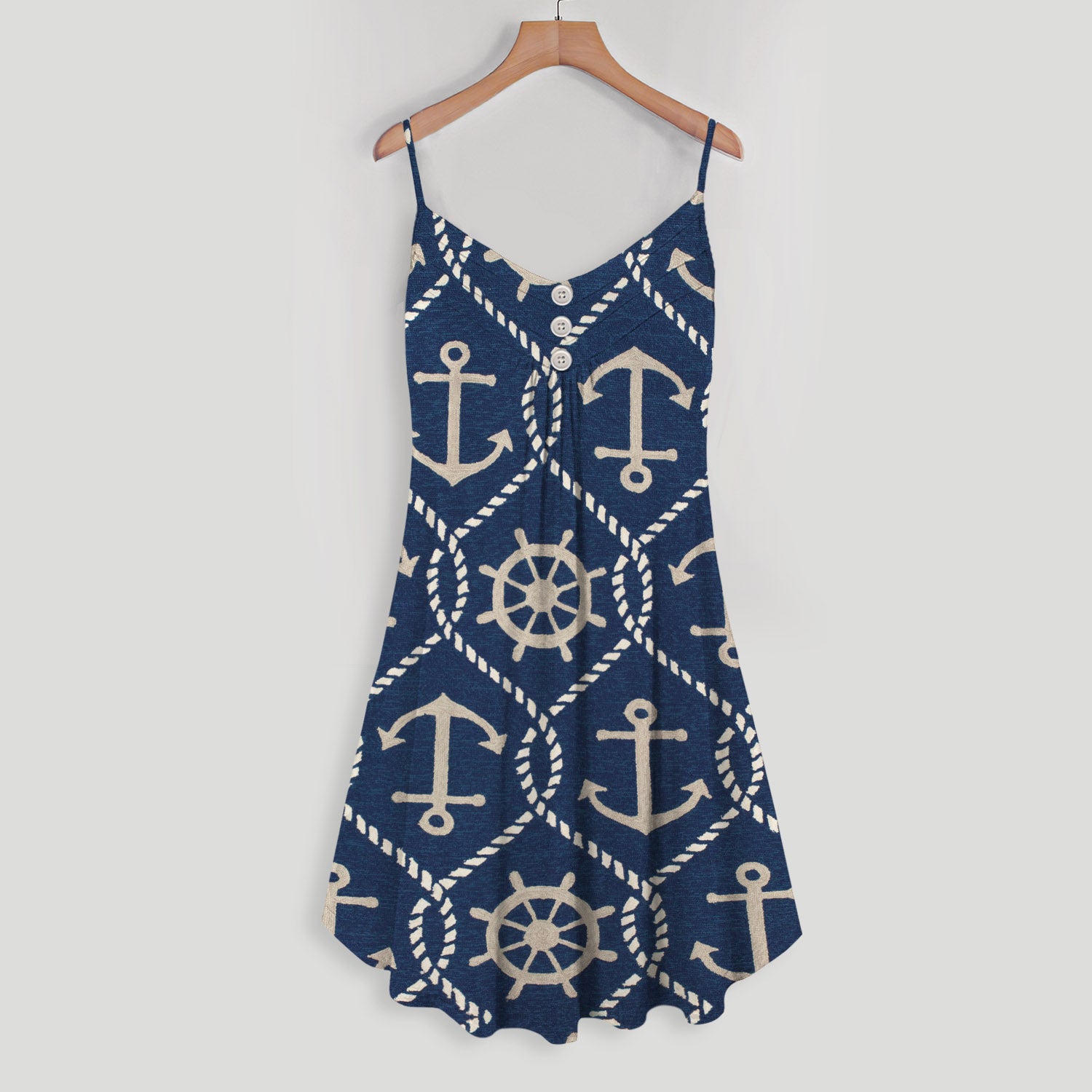 Anchor Spaghetti Strap Summer Dress | Sleeveless V Neck Mini Dress | Sundress