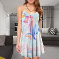 Unicorn Spaghetti Strap Summer Dress | Women Sleeveless V Neck Mini Dress