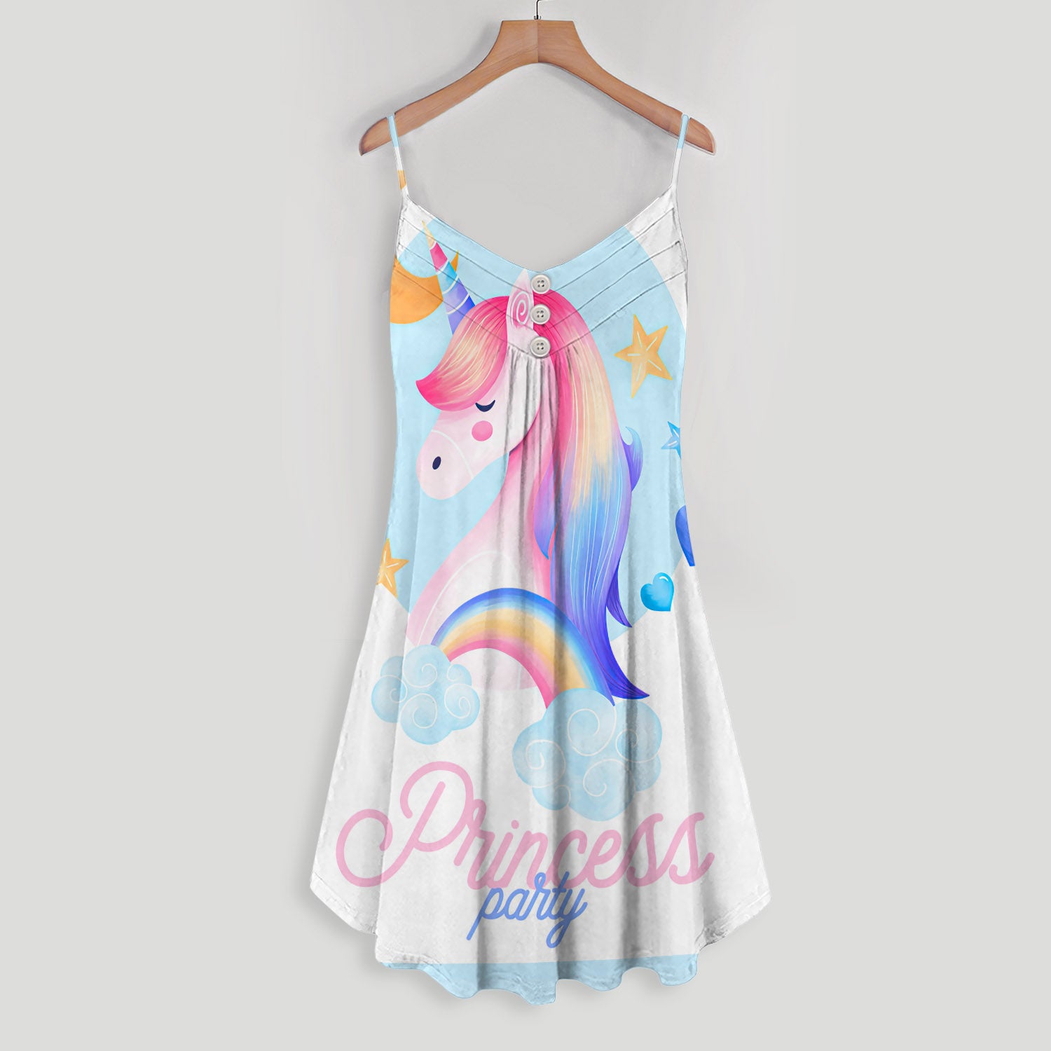 Unicorn Spaghetti Strap Summer Dress | Women Sleeveless V Neck Mini Dress