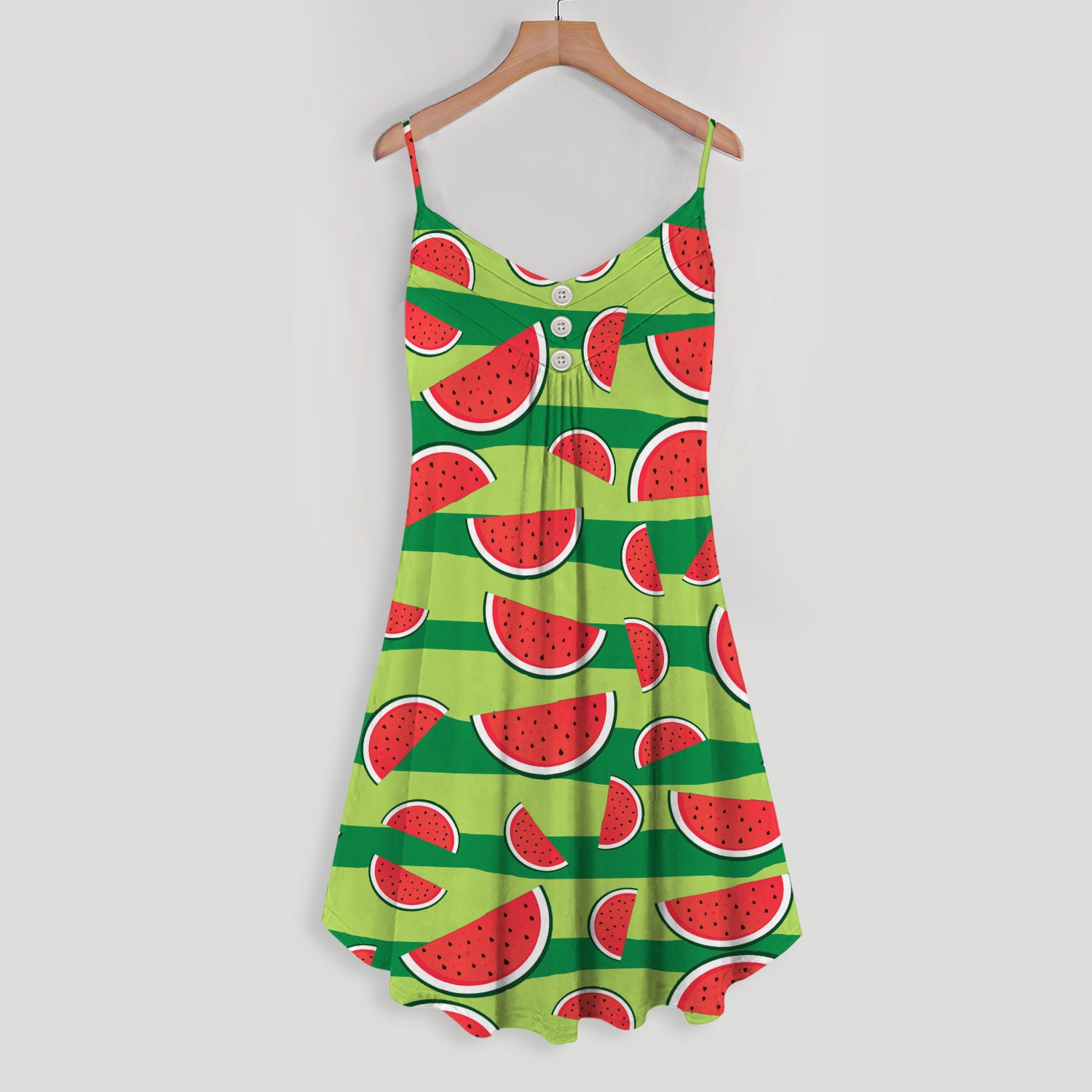 Watermelon Green Red And Black Spaghetti Strap Summer Dress | Women Sleeveless V Neck Mini Dress